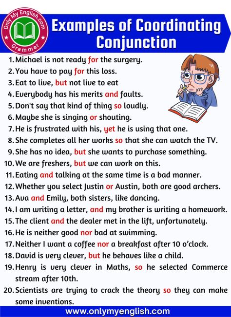 Examples of Coordinating Conjunction English Conversation For Kids, Conjunctions Worksheet, Speaking Activities English, Grammar Sentences, Short E Words, Subordinating Conjunctions, Grammar Notes, Coordinating Conjunctions, Ram Navmi