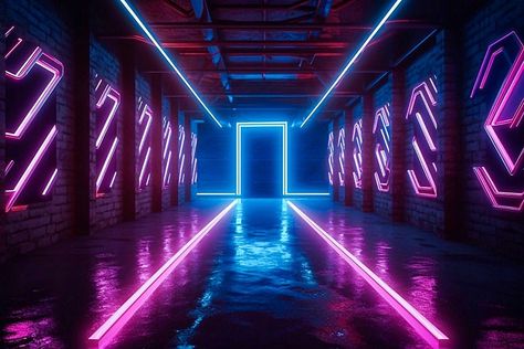 Sci-Fi Futuristic Neon Cyberpunk 3D Backgrounds Cyberpunk Castle, Neon Futuristic, Banner Template Photoshop, Kda Akali, Neon Cyberpunk, Neon Background, Luxury Cruise Ship, Mobile Ui Design, Friends Travel