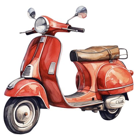 Scooter Drawing, Vespa Illustration, Motos Vintage, Art Deco Artwork, Pastel Sec, Object Drawing, Vespa Vintage, Watercolor Flower Art, Digital Art Illustration