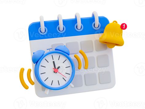 3d minimal time management concept. schedule notification. meeting reminder. Calendar with an alarm clock and bell icon. 3d illustration. Alright Motion, 3d Minimal, Steampunk Font, 3d Calendar, Calendar Icon, Clock Icon, Bell Icon, Retro Graphics, Canva Element