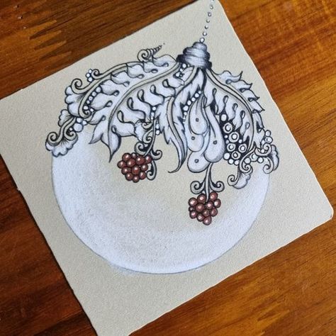 Zentangle Christmas Art, Christmas Tangles Ideas, Zentangle Christmas Cards Ideas, Christmas Zentangle Ideas, Zentangle Christmas Patterns, Xmas Zentangle, Zentangle Christmas Cards, Christmas Zentangle Patterns, Christmas Zentangle