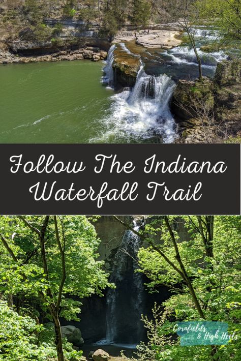 Follow the Indiana Waterfall Trail - Cornfields and High Heels Cascade Falls, Waterfall Trail, Falls Creek, Autumn Park, Small Waterfall, Nature Preserve, Travel Locations, Usa Travel, Picnic Area