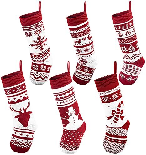 JOYIN 6 Pack 18" Knit Christmas Stockings, Large Rustic Yarn Xmas Stockings for Family Holiday Decorations Large Christmas Stockings, Knit Christmas, Christmas Stocking Holders, Knit Stockings, Xmas Stockings, Stocking Holders, Christmas Charms, Christmas Hoodies, Xmas Party