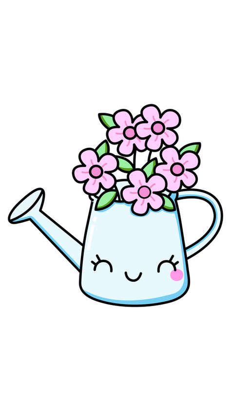 Watering cans are a necessity for any gardener, but they can also be a work of art. Cute garden watering cans with flowers are a great way to add a touch of whimsy and charm to your garden. There are... Cute Watering Can Drawing, Watering Can Drawing, Watering Can Art, Kawaii Plants, Plant Watering Can, Whatsapp Stickers, Cute Garden, Watercolor Birthday Cards, Garden Watering