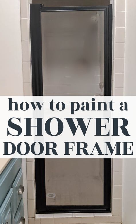 Painting your shower door frame is a cheap and easy way to update a dated shower. Learn how to paint your shower door frame and give it a fresh new look in an afternoon. Paint Shower Door, Paint Shower Door Frame, Gold Shower Door, Shower Door Frame, Diy Shower Door, Black Shower Doors, Bathroom Shower Doors, Diy Bathroom Makeover, Painting Shower