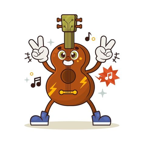 Hand drawn electric guitar cartoon illus... | Free Vector #Freepik #freevector #beautiful #illustration #music #cartoon Guitar Cartoon, Illustration Music, Music Cartoon, Music Illustration, Retro Cartoon, Beautiful Illustration, Retro Cartoons, Retro Comic, Old Cartoons