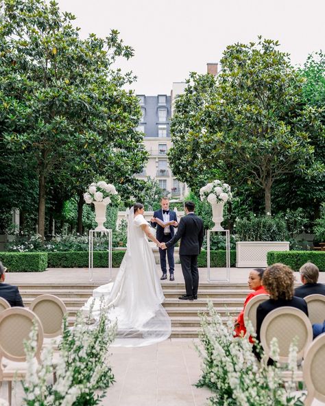 An elegant wedding in an iconic venue: the Ritz Paris! With its U-shape facade, its French gardens, and its green iron veranda, the interior courtyard of the Ritz, as well as the Summer Salon, are perfect for an intimate wedding, at the top of refinement. I was very happy to capture this couple’s grand day in this emblematic venue, at the heart of Paris. — Venue: #ritzparis Videographer: @pierrefroger.films — #ritzwedding #weddingritzparis #ritzparis #weddingattheritzparis #weddingatritzparis... Interior Courtyard, French Gardens, Chirping Birds, The Ritz Paris, Ritz Paris, Wedding Moodboard, Most Beautiful Gardens, Paris Wedding, The Ritz