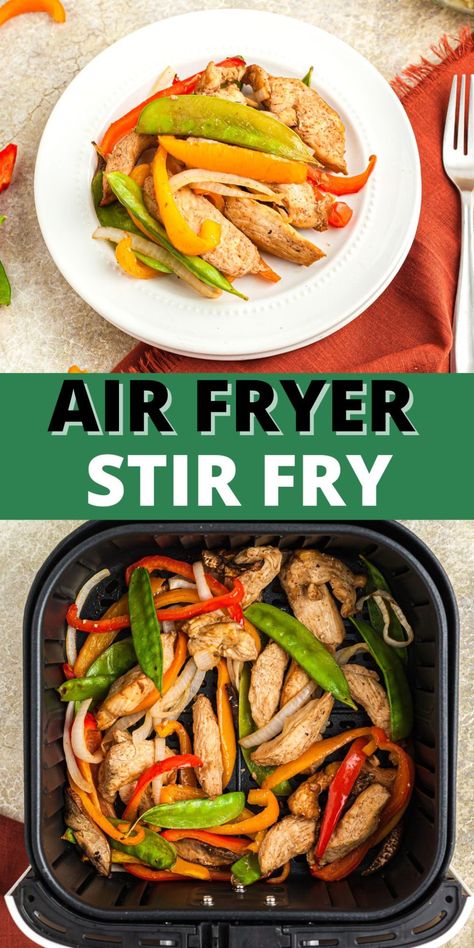 Stir Fry Veggies In Air Fryer, Chicken Stir Fry In Air Fryer, Airfryer Stir Fry, Chicken Stir Fry Air Fryer Recipes, Air Fryer Stir Fry Chicken, Air Fryer Stir Fry Vegetables, Air Fryer Stir Fry Recipe, Stir Fry In Air Fryer, Air Fryer Stir Fry