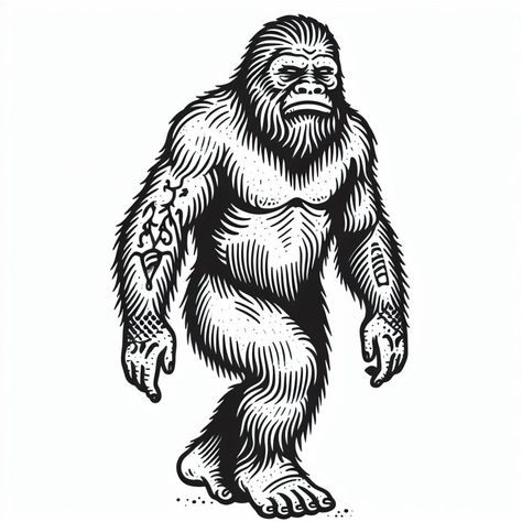 Traditional Sasquatch Tattoo, Black And Grey American Traditional Tattoo, Black And White Traditional Tattoo Flash, American Traditional Tattoo Design Black, Traditional Tattoo Art Black And White, Traditional Black And White Tattoo, American Traditional Black And White, American Traditional Tattoos Black And White, Black And Grey American Traditional