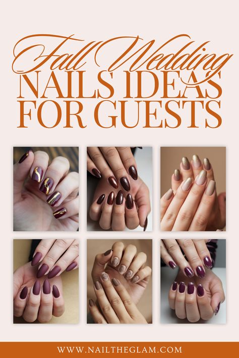 Article to explore 20 stunning fall wedding nail ideas for guests, featuring warm tones and elegant designs perfect for the autumn season. Wedding Fall Nails For Bride, Elegant Nails For Wedding, Nails For Wedding Guest, Fall Wedding Nails, Nails For Wedding, Wedding Nails Ideas, Wedding Nail Designs, Wedding Nail Ideas, Elegant Fall Wedding