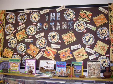 Romans Romans Display Ks2, Romans Ks2, Romans For Kids, Ancient Rome Kids, Roman Mosaic Art, Ancient Rome Projects, Roman Mosaics, Ancient Roman Art, Rome Art