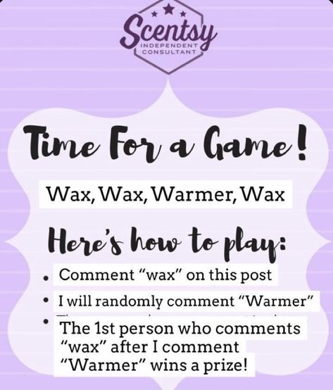 Scentsy Wax Wax Warmer Game, Scentsy Hostess, Scentsy Hacks, Scentsy Banner, Scentsy Party Games, Scentsy Pictures, Scentsy Games, Facebook Party Games, Scentsy Facebook Party