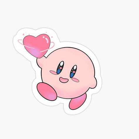 Kirby With Heart, Kirby Stickers, Class Prizes, Kawaii Figures, Awesome Stickers, Sticker Design Inspiration, Preppy Stickers, Bubble Stickers, Computer Sticker