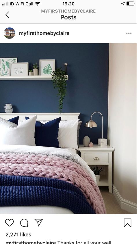 Girls Bedroom Grey, Blue And Pink Bedroom, Girls Room Colors, Navy Bedrooms, Navy Blue Bedrooms, Nice Rooms, Navy And Blush, Bedroom Makeovers, Bedroom Teen