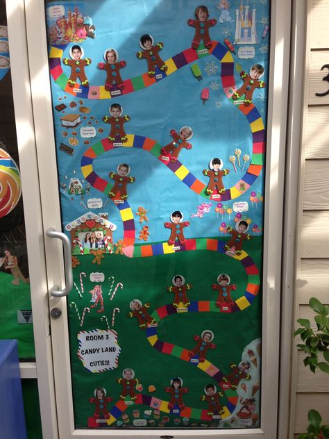 Candy Land Door - Room 3 Candy Land Classroom, Candyland Classroom, Holiday Classroom Doors, Winter Door Decorations Classroom, Candy Theme Classroom, Christmas Door Contest, Classroom Door Decorating, Christmas Door Ideas, Door Decorations Classroom Christmas