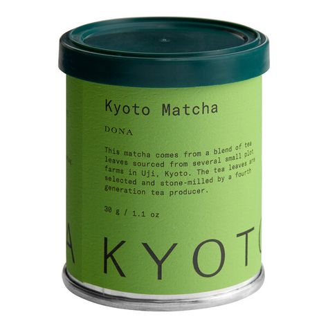 Invite your guests to savor the difference that freshness and quality make with this Dona Kyoto ceremonial matcha powder! Grown on small farms in the Uji region of Japan's Kyoto Prefecture, this tea is hand-picked from carefully tended tea plants and then stone-milled under the watchful eye of a 4th-generation tea producer. After it's processed, the tea is immediately packaged on site and then expeditiously shipped via air freight directly from Japan to deliver the freshest and most authentic fl Cool Tea Packaging, Matcha Powder Packaging, Tea Packaging Design Boxes, Matcha Packaging Design, Luxury Tea Packaging, Matcha Ideas, Matcha Packaging, Matcha Branding, Natural Skincare Packaging