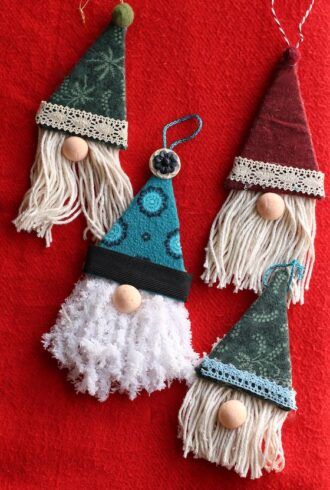 Easy Christmas Crafts and Activities for Kids - Happy Hooligans Yarn Scraps, Trees Fabric, Christmas Crafts To Sell, Diy Christmas Ornaments Easy, Christmas Crafts To Make, Patterns Fabric, Quilted Christmas Ornaments, Xmas Trees, Gnome Ornaments