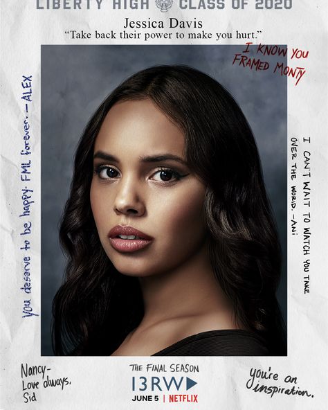 jessica davis 13 reasons why season 4 poster 13 Reasons Why Fanart, 13 Reasons Why Poster, 13 Reasons Why Aesthetic, Jessica Davis, 13 Reasons Why Reasons, Reasons Why Quotes, Ross Butler, Alisha Boe, Broadway Posters