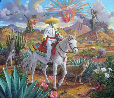 Stephen Morath, Mescalito, 2013 | Mathieu Croisetière | Flickr Mexican Paintings, Trippy Painting, Southwestern Art, Spirited Art, Unusual Art, Elephant Art, Visionary Art, Environment Concept Art, Mexican Art