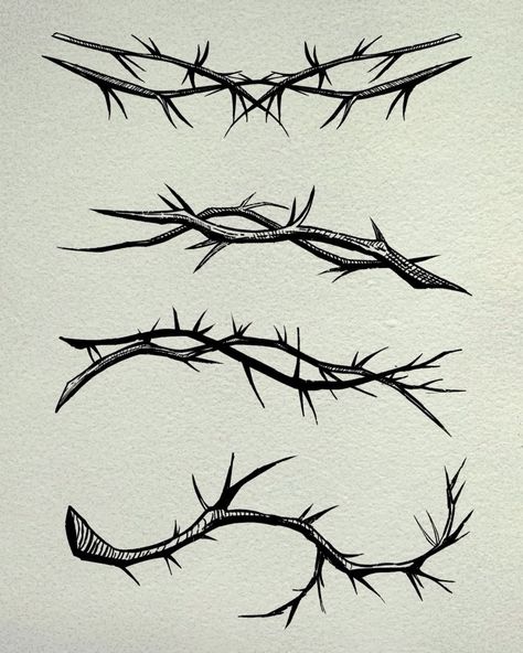 Rose Thorn Tattoo, Creepy Sketches, Thorn Tattoo, Barbed Wire Tattoos, Vine Drawing, Rose Vine, Vine Tattoos, Creepy Tattoos, Collar Bone Tattoo