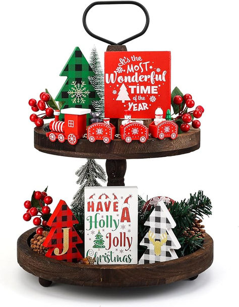 Christmas Decor, Christmas Decorations Indoor, 9PCS Christmas Tiered Tray Decor, Christmas Table Decorations with Christmas Train Set, Farmhouse Home Room Kitchen Mantle Decor Christmas Candleholders, Kitchen Mantle, Tiered Tray Decor Christmas, Christmas Train Set, Christmas Decorations Indoor, Christmas Tiered Tray Decor, Tray Decor Christmas, Christmas Tiered Tray, Christmas Wooden Signs