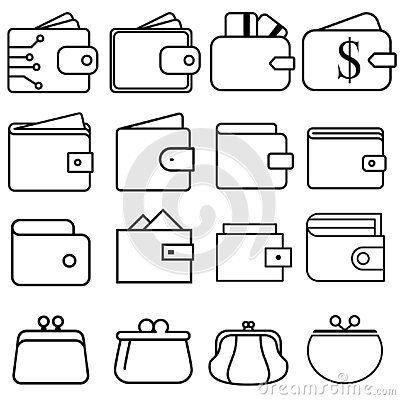 wallet-icons-vector-set-purse-money-illustration-sign-collection-coins-symbol-online-payment-logo-can-be-used-web-sites-mobile-applications Crypto Wallet Illustration, Wallet Drawing, Wallet Illustration, Logo Design Presentation, Money Illustration, Store Sign, Man Sketch, Ceramic Workshop, Design Presentation