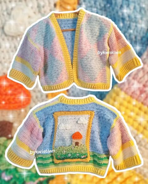 @bykwistiwn on Instagram: “TESTER CALL 💐 Pendragon (Wizard's Dream) Cardigan~ <3 what are your thoughts on the design and name? (ᵔᴥᵔ) The testing phase will be 4-5…” Howls Moving Castle, Crochet Cardigan, Knit Crochet, Castle, Knitting, Crochet, On Instagram, Instagram, Design