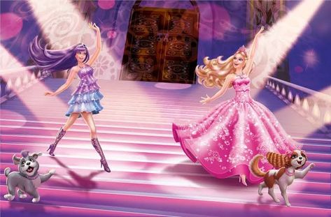 Barbie Princess And The Popstar, Barbie Pop Star, Princess And The Popstar, Barbie Song, Princess And The Pauper, Barbie Cartoon, Disney Princess Images, Barbie Cake, Promotional Image