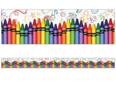 Crayon Border at Lakeshore Learning Crayon Themed Classroom, Clipart Borders, Teacher Magazine, Preschool Names, Crayon Crafts, Rainbow Classroom, Doodle Background, Preschool Craft, Lakeshore Learning