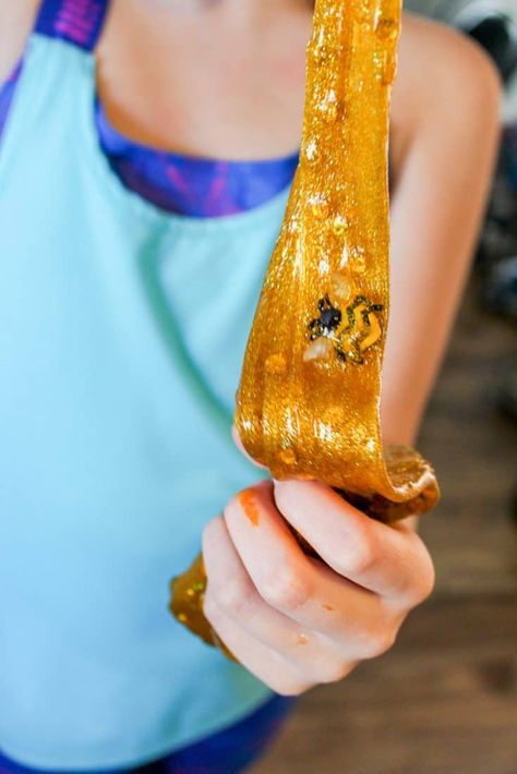 Easy Diy Slime, Perfect Slime Recipe, Honey Slime, Glitter Slime Recipe, Fun Slime, Mermaid Slime, Perfect Slime, Homemade Slime Recipe, Fluffy Slime Recipe