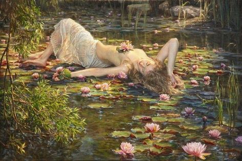 “the spirit of the pond” by hélène béland 숲 사진, Istoria Artei, Bel Art, Rennaissance Art, Creation Art, Art Ancien, Body Of Water, Arte Inspo, Old Paintings