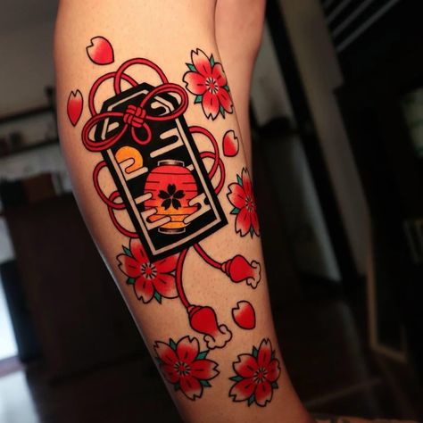 Traditional Japanese Fan Tattoo, Omamori Tattoo, Japanese Omamori, Japanese Tattoo Women, Fan Tattoo, Whale Tattoos, Nautical Tattoo, Japanese Fan, Japan Tattoo