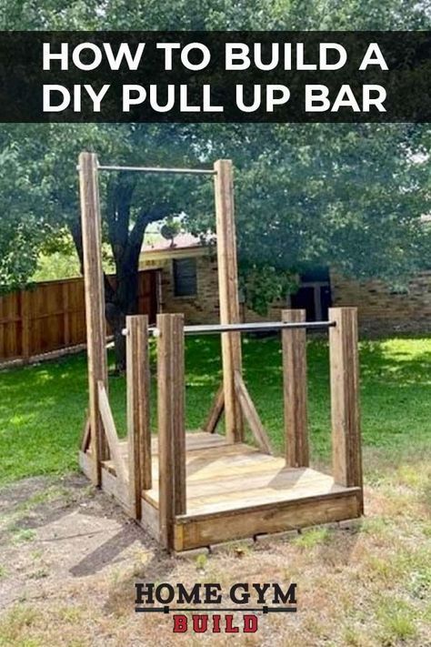 Free Standing Pull Up Bar, How To Build A Pull Up Bar, Outdoor Punching Bag Stand Diy, Diy Calestenics Equipment, Calisthenics Home Gym Ideas, Diy Yoke Strongman, Backyard Pull Up Bar, Diy Pull Up Bar And Dip Station, Wood Gym Equipment