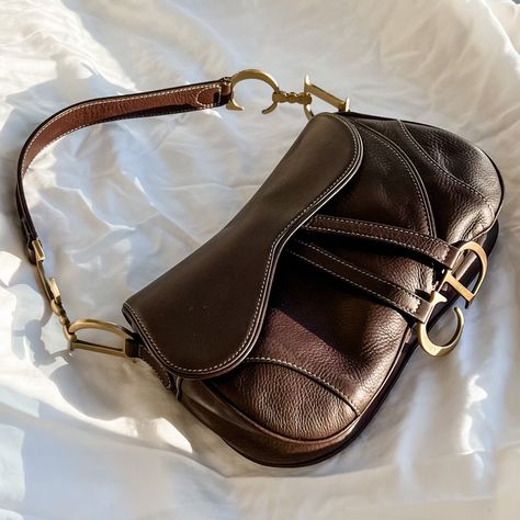 Vintage Brown Bags, Vintage Dior Purse, Dior Double Saddle Bag, Dior Bags Vintage, Brown Dior Bag, Vintage Luxury Bag, Rare Designer Bags, Designer Vintage Bags, Vintage Designer Purses