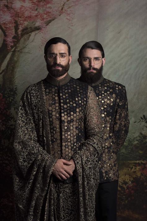 Sabyasachi Couture.  #SabyasachiOfficial Steampunk Prom Dress, Winter Wedding Attire, Sabyasachi Mukherjee, Sherwani For Men Wedding, Groom Dress Men, Indian Groom Wear, Wedding Dresses Men Indian, Mens Sherwani, Wedding Outfit Men