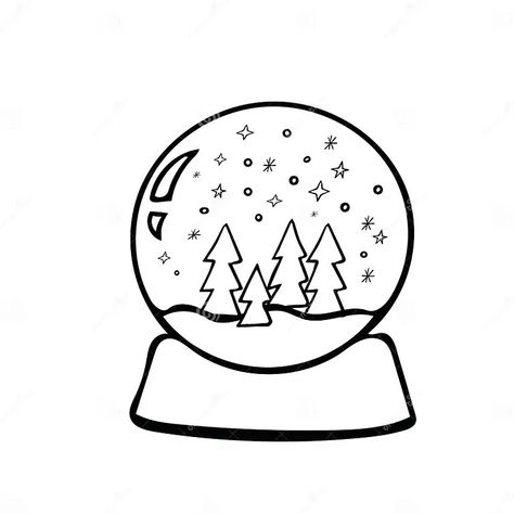 Snoball Hand Drawn in Scandinavian Doodle Style. Glass Ball with Christmas Trees, Snow, Stars Stock Illustration - Illustration of tree, design: 193983441 Snow Doodles, Snow Doodle, Scrapbook Doodles, Colored Doodles, Keyword Design, Stars Illustration, Art Sketchbook Ideas, Ornament Drawing, Doodle Style