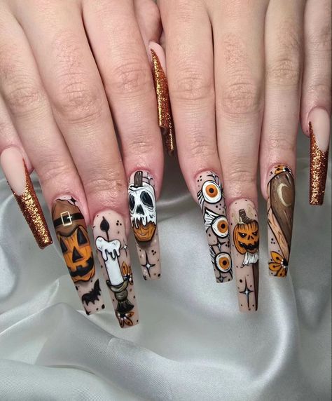 Horror Nail Designs, Scary Halloween Nails, Scary Halloween Nails Design, Movie Nails, Scary Nails, Horror Nails, Beautiful Halloween, Pumpkin Nails, Edgy Nails