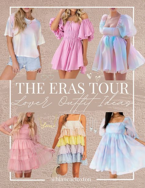 Lover, Taylor Swift, Concert Outfit, Babydoll dress, Pastel Dress, Rainbow, Whimsical, Tie-Dyed, Tulle, Girly, Heart Earrings, Heart Glasses, Outfit Idea Taylor Swift Lover Dress Ideas, Lover Dress Ideas, Enchanted Eras Tour Outfit, Lover Taylor Swift Outfits Dress, Pastel Bridal Shower Outfits, The Archer Taylor Swift Outfit, Taylor Swift Outfit Inspo Lover, What To Wear To A Taylor Swift Concert Lover, Eras Tour Outfits Lover Dress