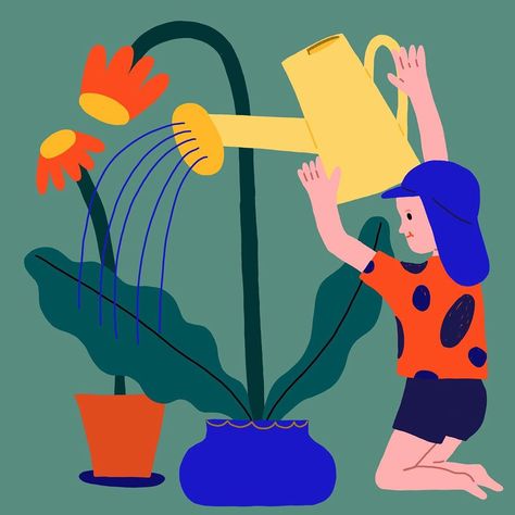 Susann Stefanizen on Instagram: “Our little gardener 🌿💦 . . . #illustration #illust #illustrator #womenofillustration #womenwhodraw #child #boy #kids #gardening #plants…” Growing Illustration, Gardener Illustration, Gardening Illustration, Linocut Artists, Baby Diary, Kids Gardening, Children Drawing, Scene Drawing, Child Boy