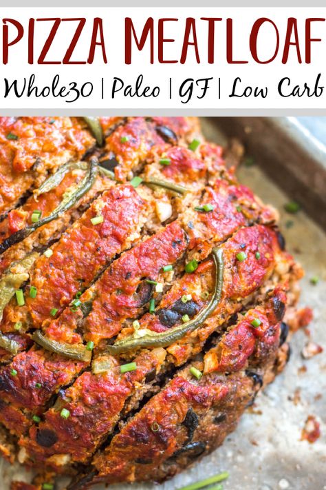 Whole 30 Meatloaf, Pizza Meatloaf Recipe, R3 Recipes, Whole30 Meatloaf, Pizza Meatloaf, Ketogenic Meals, Paleo Meatloaf, Ground Pork Recipes, Classic Meatloaf