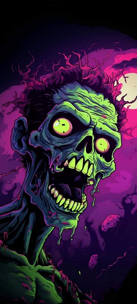 Punk Zombie, Pop Art Zombie, Colorful Skull Art, Arte Zombie, Punk Wallpaper, Spray Can Art, Motorbike Art, Graffiti Wallpaper Iphone, Zombie Art