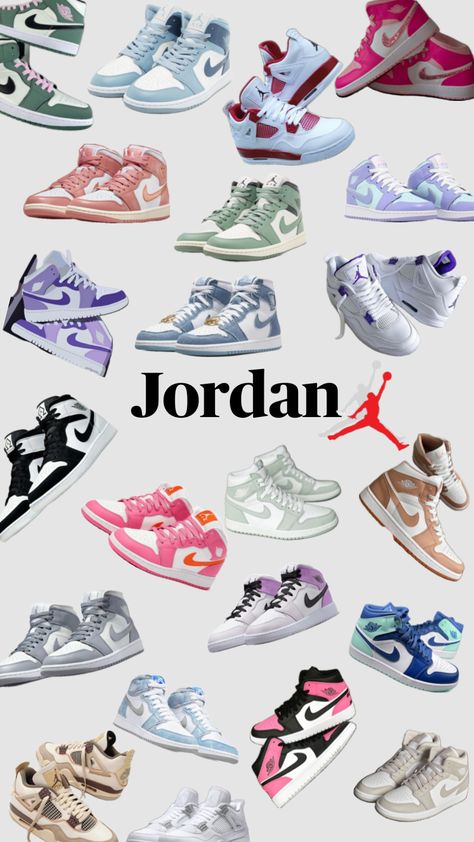 Jordan✨#shuffles#collages Cute Jordan Wallpaper, Jordans Collection, Shoes Collage, Jordan Aesthetic, Nike Shoes Women Fashion, Shoes Wallpaper, Pretty Sneakers, Back To School Shoes