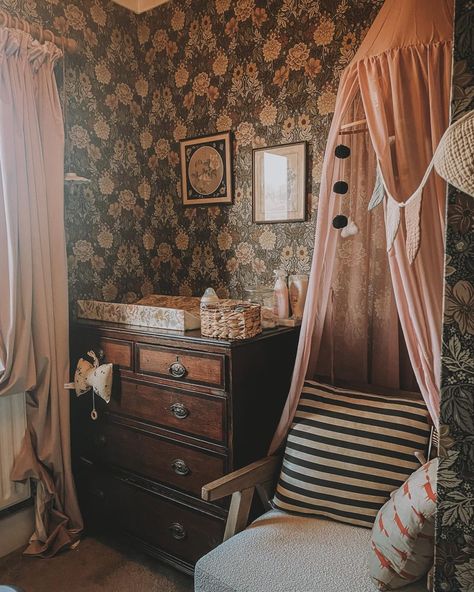 Sims Interior Design, Gothic Nursery, Scandi Cottage, Dark Nursery, Cottagecore Nursery, Antique Nursery, Country Nursery, Nursery Diy Projects, Antique Rocking Chairs