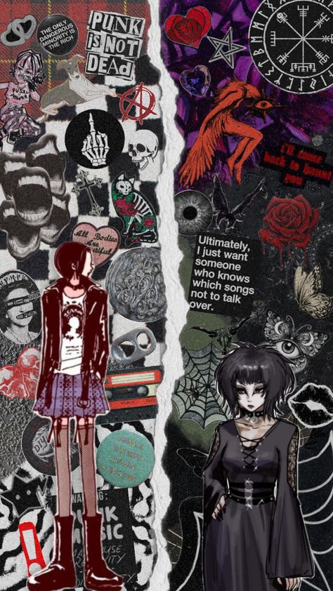 Punk x Goth ❤️🖤 what aesthetics should I do next? #vibes #wallpaper #punk #goth Wallpaper Punk, Goth Punk Aesthetic, Goth Aesthetic Wallpaper, Future Wallpaper, Goth Wallpaper, Punk Aesthetic, Vibes Wallpaper, Goth Aesthetic, Goth Punk