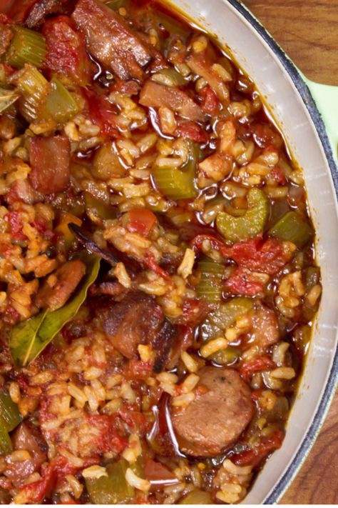 One Pot Jambalaya - Easy Chicken & Sausage Jambalaya Recipe Jumbolia Recipes Instant Pot, Jambalaya Recipe Sausage, Authentic Creole Jambalaya Recipe, Jumbolia Recipes, One Pot Jambalaya Recipe, Chicken And Sausage Jambalaya Recipe, One Pot Jambalaya, Jambalaya Recipe Crockpot, Kielbasa Crockpot