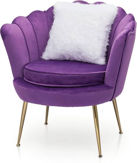 Purple Small Office, Single Chairs Living Room Small Spaces, Purple Chair Bedroom, Purple Salon Decor Ideas, Purple Accent Chair, Modern Velvet Chair, Studio Chair, Texture Designs, Purple Room Decor