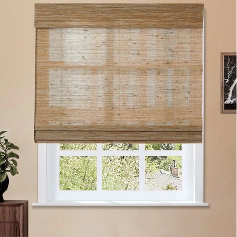 Natural Jute Bamboo Woven Shade - Bark – TWOPAGES CURTAINS Roman Shades For Doors, Woven Roman Shades, Indoor Windows, Light Filtering Window Treatments, Light Filtering Blinds, Windows Treatments, House Martin, Fabric Roman Shades, Cordless Roman Shades