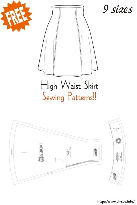 Pola Rok, Skirts Casual, Skirt Sewing Pattern, Skirt Sewing, Crochet Skirts, Free Sewing Patterns, Diy Sewing Pattern, High Waist Skirt, Skirt Patterns Sewing