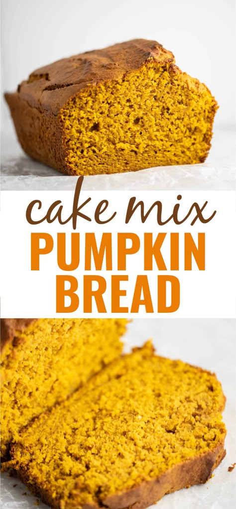 Pumpkin Dessert Recipes With Cake Mix Boxes, Pumpkin Bread With Cake Mix Boxes, Pumpkin Bread With Yellow Cake Mix Easy, Cake Mix Pumpkin Bread Yellow, Pumpkin Bread From Box Cake, Pumpkin Bread Cake Mix Recipe, Breads Made With Cake Mixes, Pumpkin Bread With Cake Mix Easy, Pumpkin Bread With Spice Cake