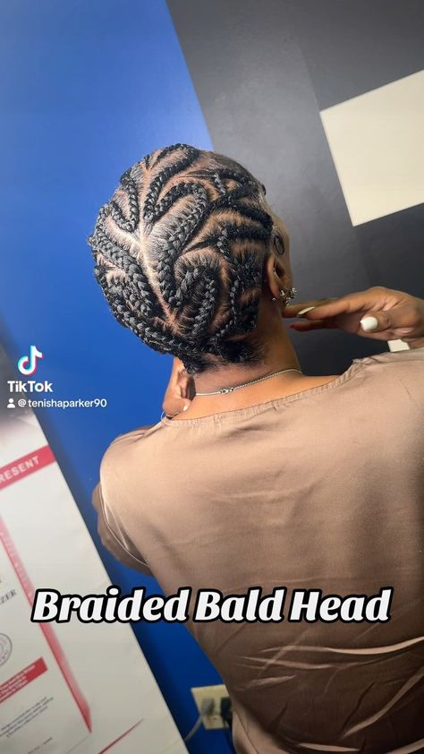 Expert Braider | Another braided bald head ate !! Who’s Next 👀 IG: BraidsbyTenisha #atl #tookiemademedoit #braiderbaldhead | Instagram Baldheaded Braids, Braided Bald Head, Bald Head Braids, Bald Braids, Flips Hair, Head Braid, Cornrow Braids, Bald Head, Bald Heads